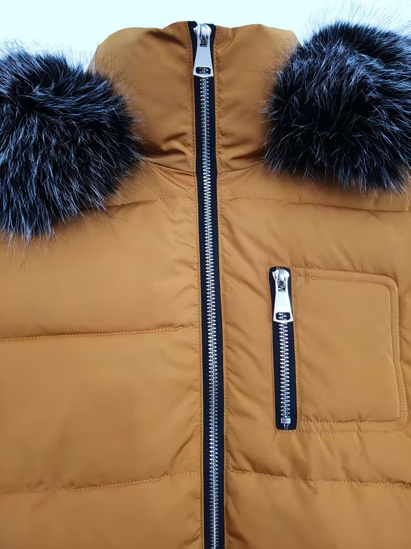 SLIM - FIT GIACCA DA DONNA CON CAPUCCIO IN PELLICCIA SINTETICA ADATTA A TE CHE NON RINUNCI ALL'ELEGANZA MANTENENDO IL TUO CORPO AL CALDO