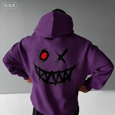 Gothic Smile Oversized Hoodie — Dark Streetwear