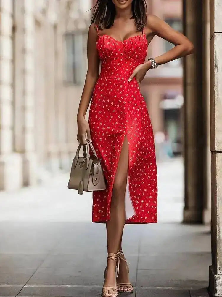 Midi Dress Floreale Backless — Schiena Scoperta Chic