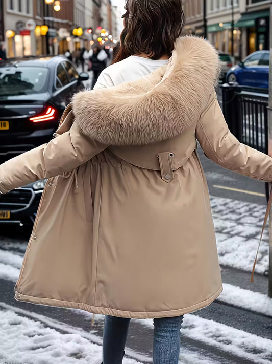 CAPPOTTO INVERNALE DA DONNA INBOTTITO CON CAPUCCIO CON PELOM SINTETICO ANTIVENTO