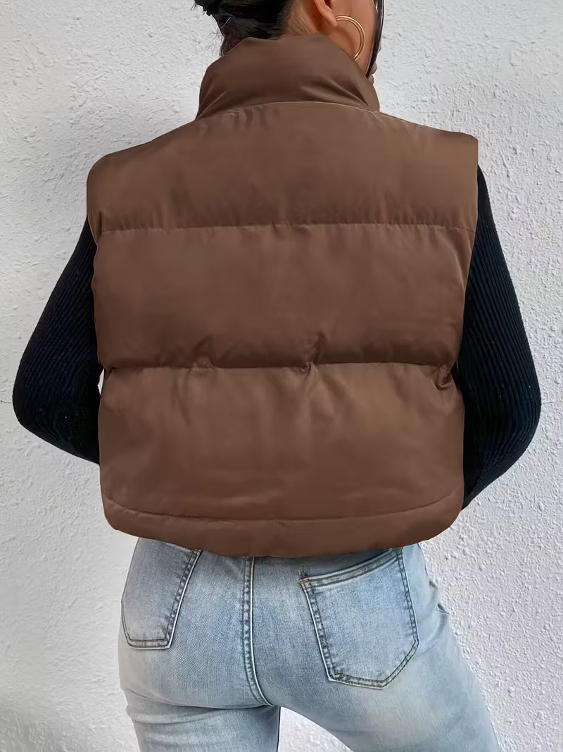 THOUSANDONE1001 - Gilet da donna senza maniche con collo alto