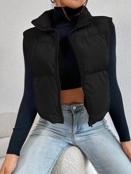 THOUSANDONE1001 - Gilet da donna senza maniche con collo alto