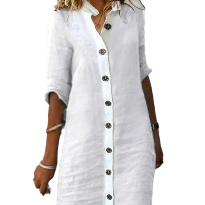 Mini Dress in Lino Bianco — Casual Holiday