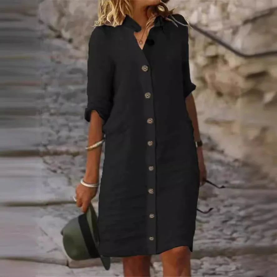 Mini Dress in Lino Bianco — Casual Holiday