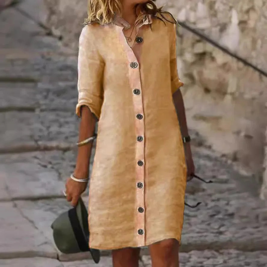 Mini Dress in Lino Bianco — Casual Holiday
