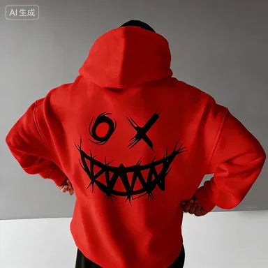 Gothic Smile Oversized Hoodie — Dark Streetwear