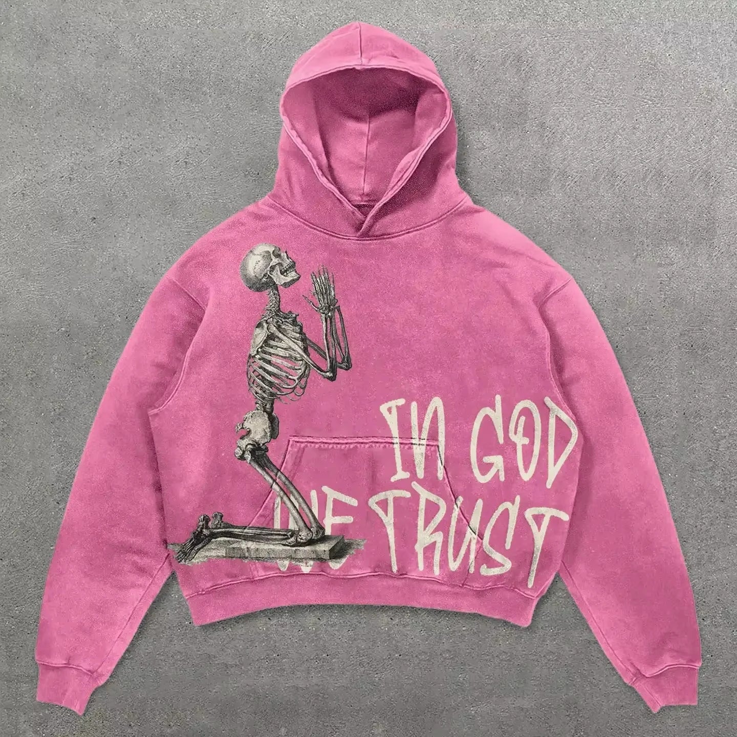 "In God We Trust" Gothic Skeleton Hoodie — Streetwear