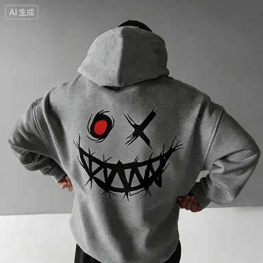 Gothic Smile Oversized Hoodie — Dark Streetwear