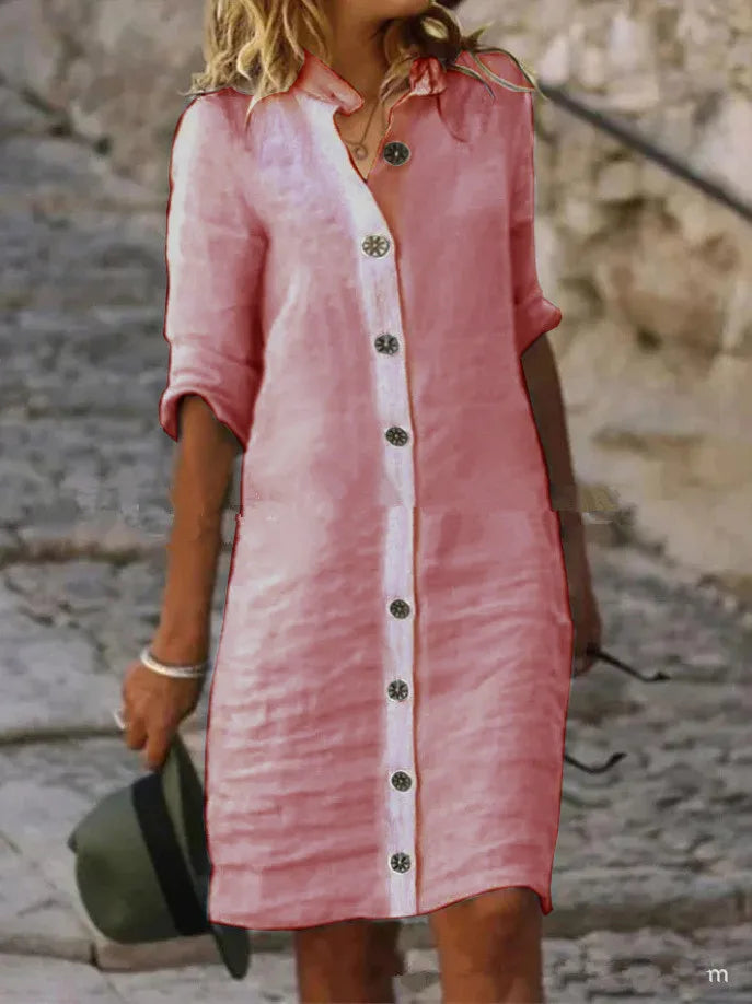 Mini Dress in Lino Bianco — Casual Holiday