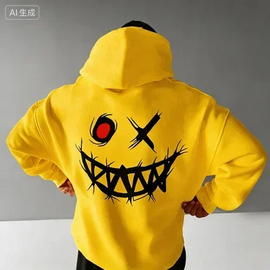 Gothic Smile Oversized Hoodie — Dark Streetwear