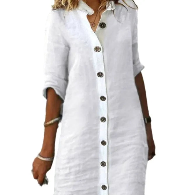Mini Dress in Lino Bianco — Casual Holiday