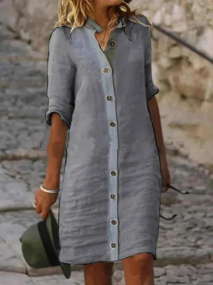 Mini Dress in Lino Bianco — Casual Holiday