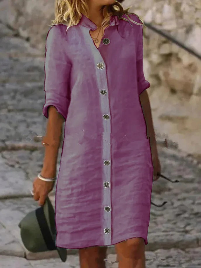 Mini Dress in Lino Bianco — Casual Holiday