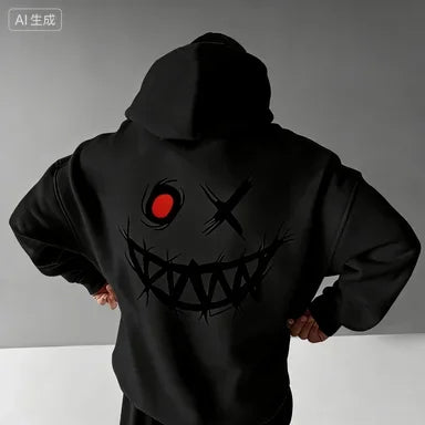 Gothic Smile Oversized Hoodie — Dark Streetwear