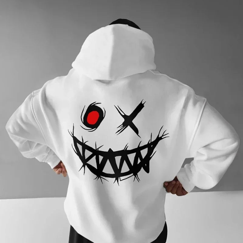 Gothic Smile Oversized Hoodie — Dark Streetwear