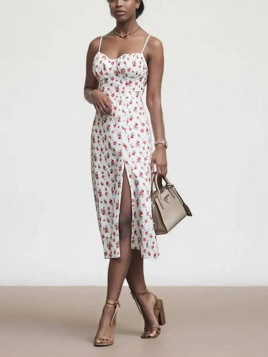 Midi Dress Floreale Backless — Schiena Scoperta Chic