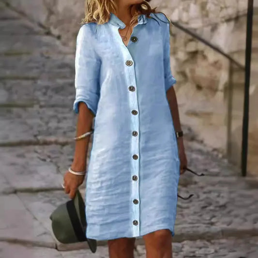 Mini Dress in Lino Bianco — Casual Holiday
