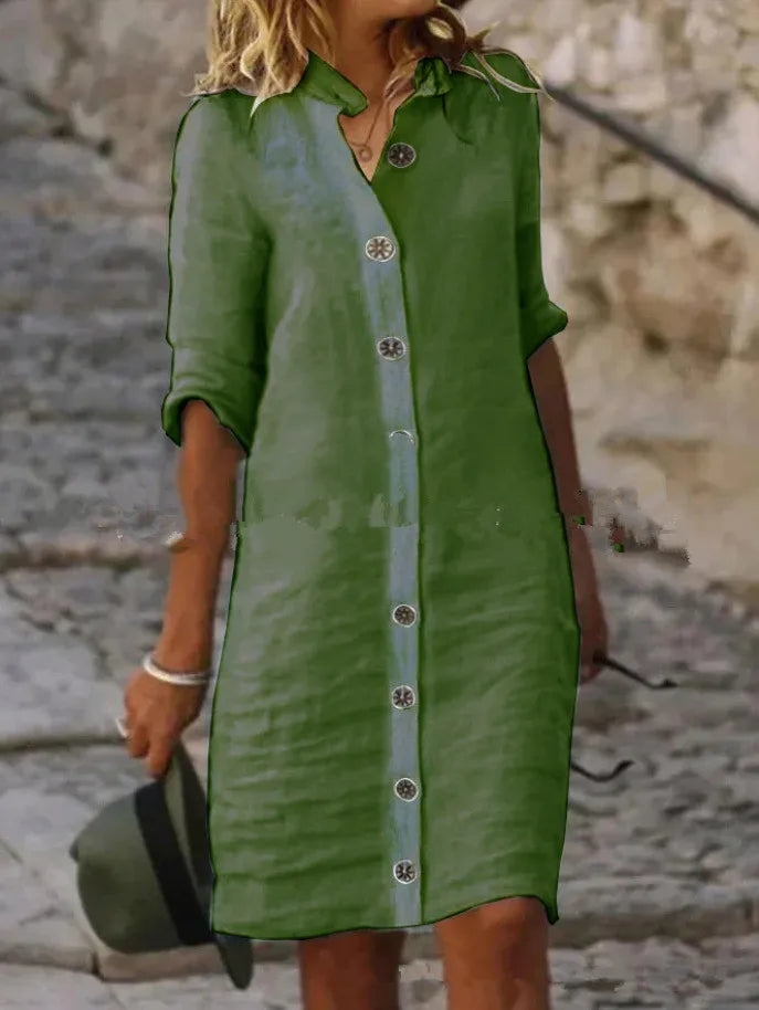 Mini Dress in Lino Bianco — Casual Holiday