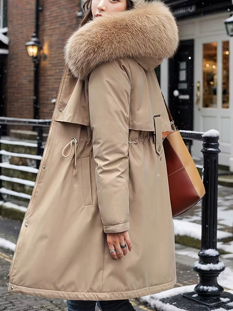 CAPPOTTO INVERNALE DA DONNA INBOTTITO CON CAPUCCIO CON PELOM SINTETICO ANTIVENTO